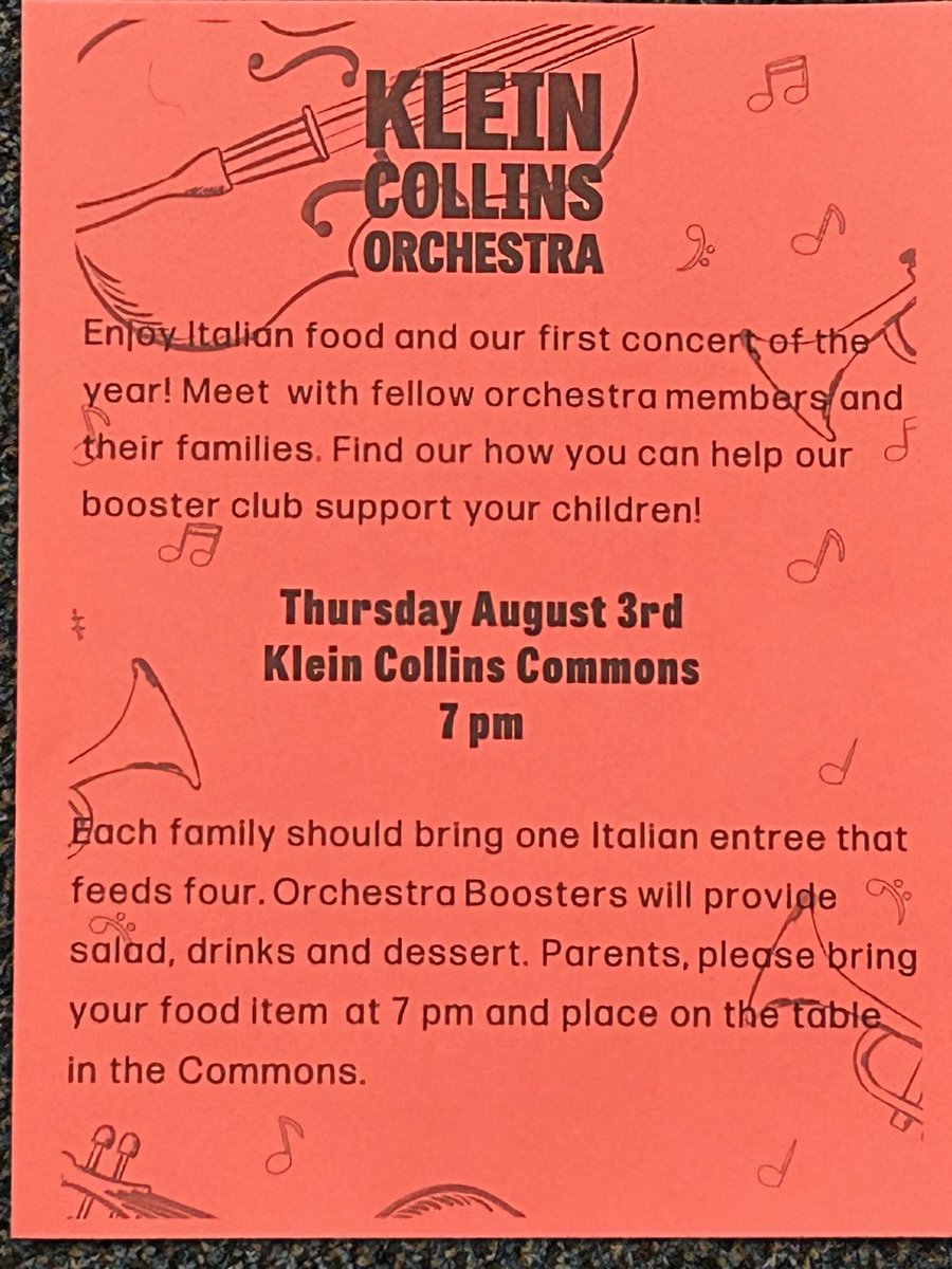Orchestra families- can’t wait to meet everyone and enjoy some music on Thursday!