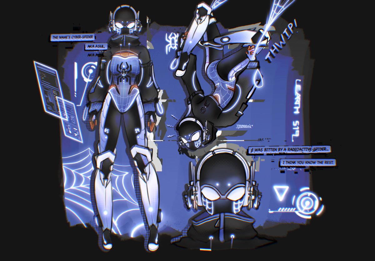 xyrmoon_'s tweet photo. introducing cyber-spider, my spidersona ! 

#spidersona #acrossthespiderverse https://t.co/FrsX26nKfQ