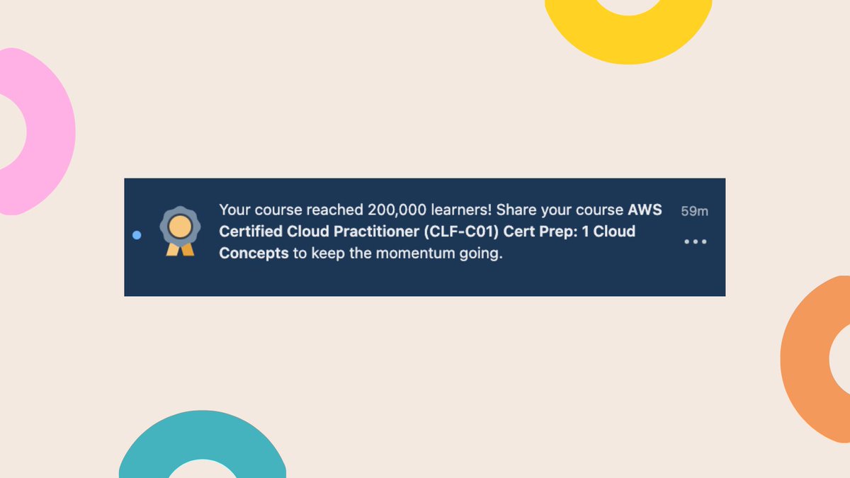 hirokonishimura's tweet photo. We've reached a huge milestone!
My course, "AWS Certified Cloud Practitioner (#CLFC01) Cert Prep: 1 Cloud Concepts" has reached 200,000 learners!!
Huzzah! 🎁 I've made it free through this link for a limited time as thanks: https://t.co/s3WXaKOqeN https://t.co/09e5i3XJfw