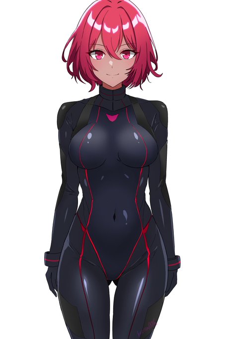 朝の赤髪褐色化差分 