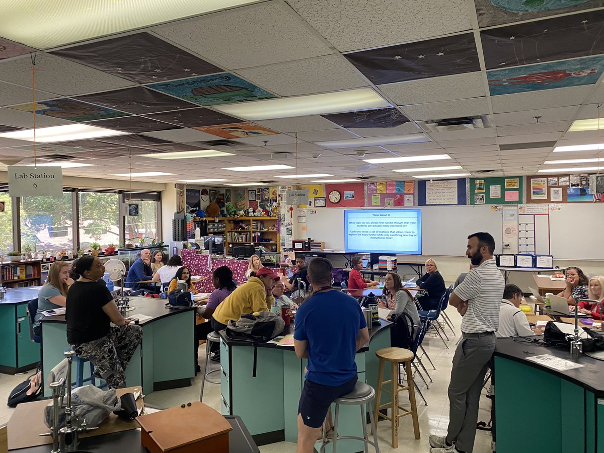 christy_clain's tweet photo. Stations in secondary science you say? After O.O., @CFBISD teachers know how to station away! @Karen26Harper #GameOn #optimizingoutcomes #cfbsciencestrong ๐ช๐ฝ https://t.co/uOhLQ2GAEu