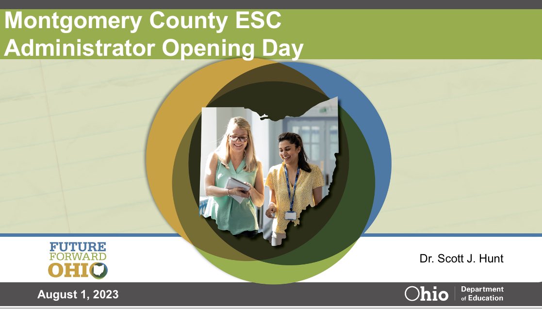 DrSJHunt's tweet photo. Another year another kick-off! Thank you @mcesc for inviting me to share @OHEducation updates as we head into the 2023-2024 school year! Best wishes on a successful school opening to all of the Montgomery county school districts! #InTheField https://t.co/IrnHfIhOSy