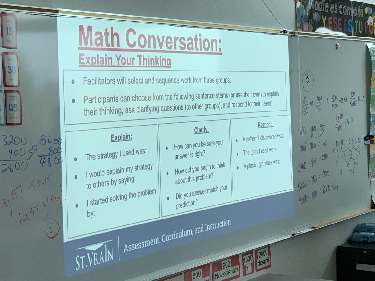 SVVSDMath's tweet image. Scott Keenan and @SuzannahEvans2 modeling how to foster academic conversations in math through student work and sentence frames. Who is doing the talking in your classroom? #TeachToREACH
