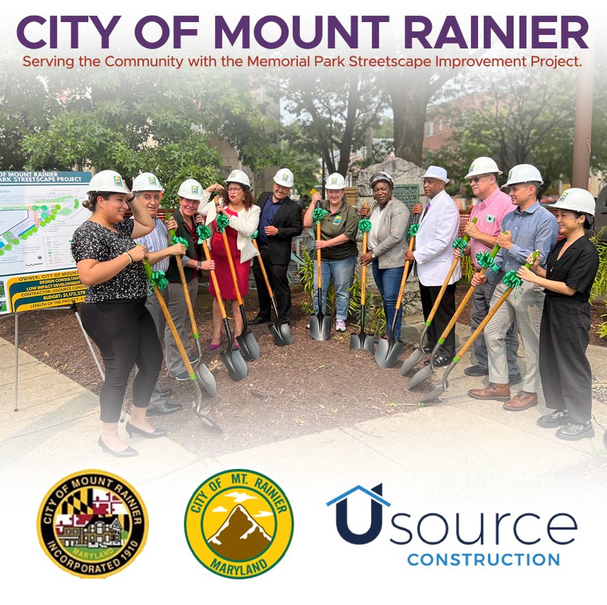 usourceservices's tweet photo. MOUNT RAINIER STREETSCAPE RESTORATION PROJECT UNDERWAY WITH GROUNDBREAKING CEREMONY TODAY!

Usource Construction and the City of Mount Rainier are partnering to address much-needed infrastructure repairs and upgrades. https://t.co/2lkDHLlfd7