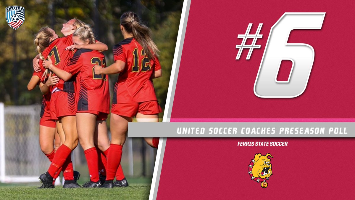 ferrisathletics's tweet photo. PRESEASON #6! Bulldog Soccer picked sixth nationally in the United Soccer Coaches Preseason D2 National Poll! Dawgs open the season on Aug. 31 at home! @FSUWSO https://t.co/vr5b7FXzRj