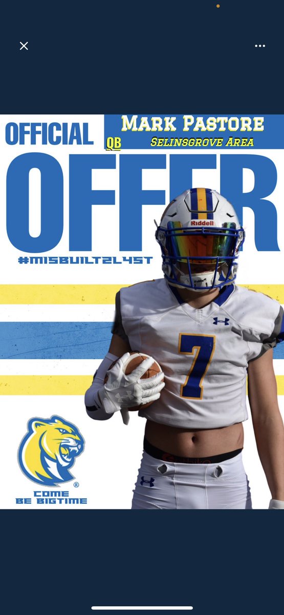 MarkPastore_21's tweet photo. Super excited to receive my first offer to play College Football! Thank you @JaretJystad @MisericordiaHFC and @MUCougarsFB for this opportunity!💪🏼

@Seals_FB_coach @SealsAthletics https://t.co/z2dhT4yAiB
