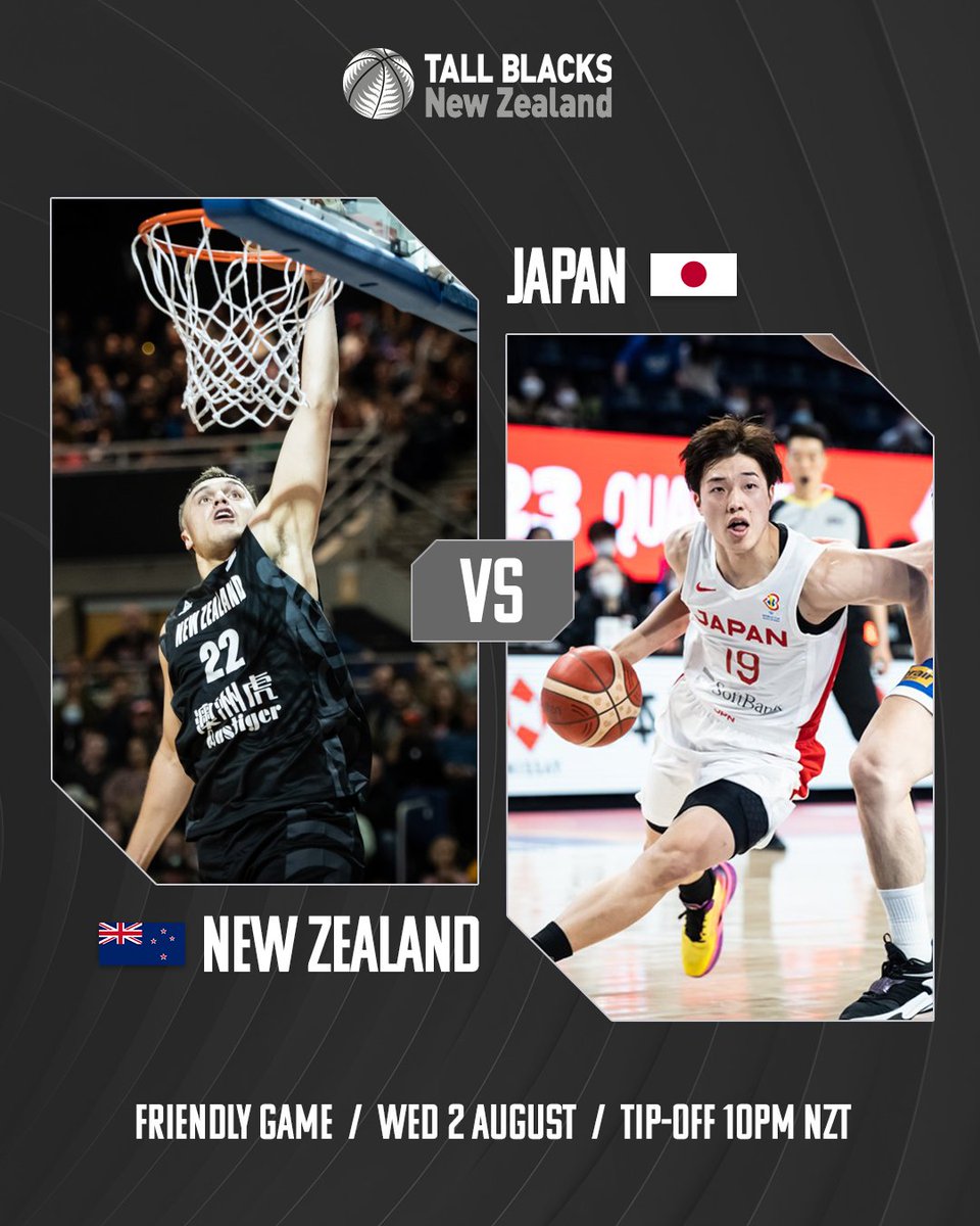 📣 The Tall Blacks take on Japan tonight, as a warmup for the FIBA World Cup.

➡️ Please note this game has not been made available to be viewed outside of Japan☹️. BUT we'll bring you a game recap so you can keep up with the action! 😍

📆 Tall Blacks vs Japan, 10pm NZT