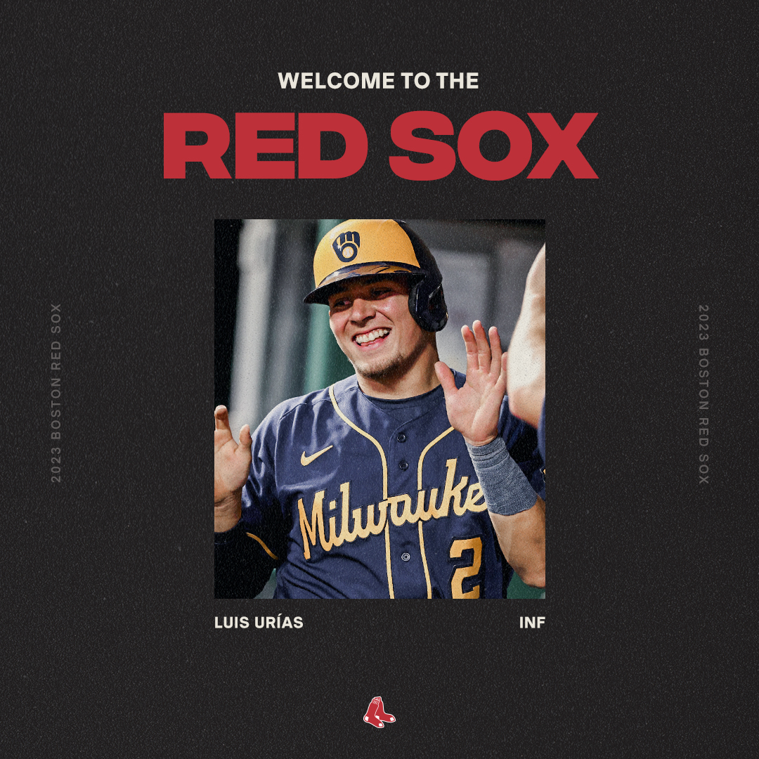 RedSox's tweet photo. The #RedSox today acquired INF Luis Urías from the Milwaukee Brewers, in exchange for minor league RHP Bradley Blalock. The club also optioned Urías to Triple-A Worcester. https://t.co/t9rU99hxbu