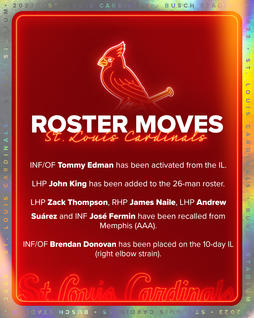 St. Louis Cardinals on X: We have made the following roster moves:   / X