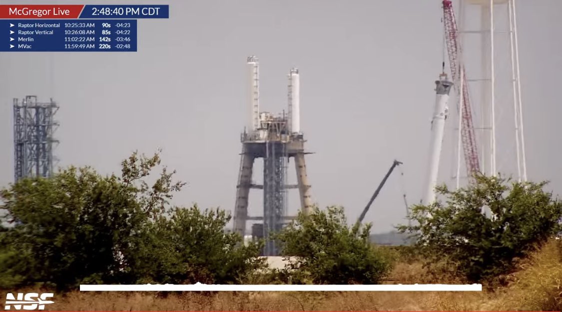 bluemoondance74's tweet photo. A shiny, new Falcon 9 First Stage is now vertical at @SpaceX’s Testing and Development Facility in McGregor, TX

#SpaceXTests #McGregorTX https://t.co/PxRXbFcxxc