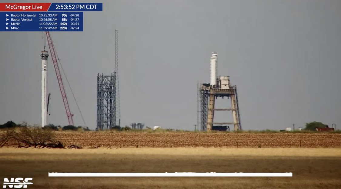 bluemoondance74's tweet photo. A shiny, new Falcon 9 First Stage is now vertical at @SpaceX’s Testing and Development Facility in McGregor, TX

#SpaceXTests #McGregorTX https://t.co/PxRXbFcxxc