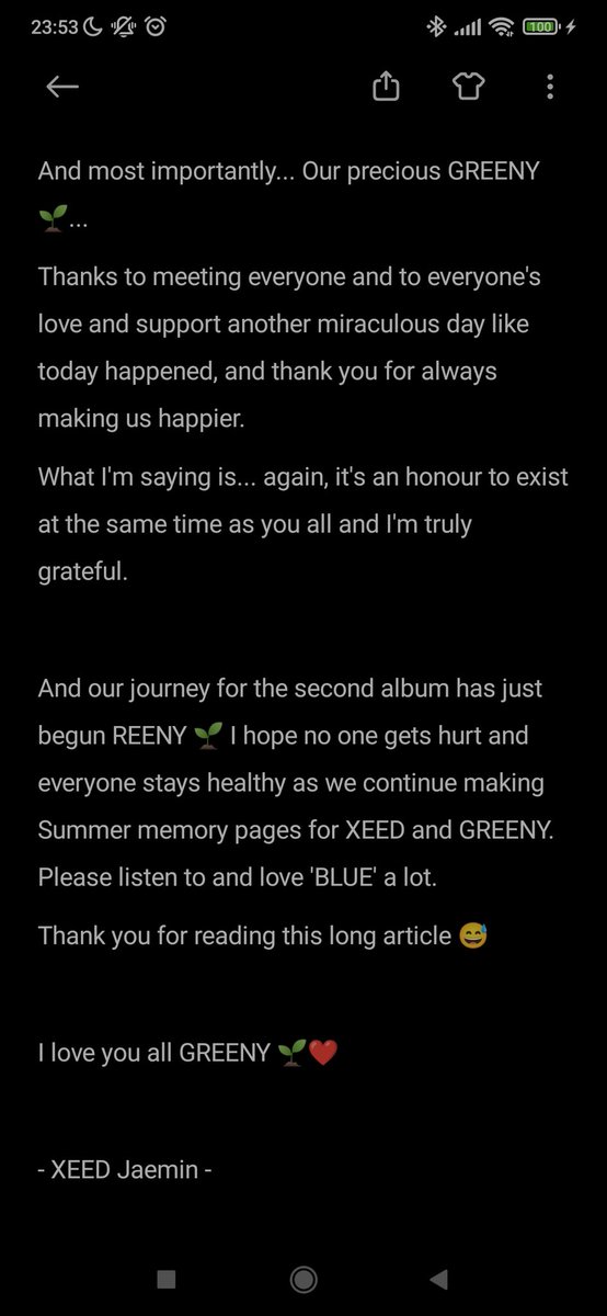 HourlyXeed's tweet photo. 🌱 XEED 🌱
Jaemin's letter on fancafe and translation ^^
*Translation may be inaccurate*
#XEED #Jaemin
#재민 #씨드
#GREENY #그리니 #ShineAsFiveXEED #Blue #SummerinBlue https://t.co/kia1bJ2Y4E