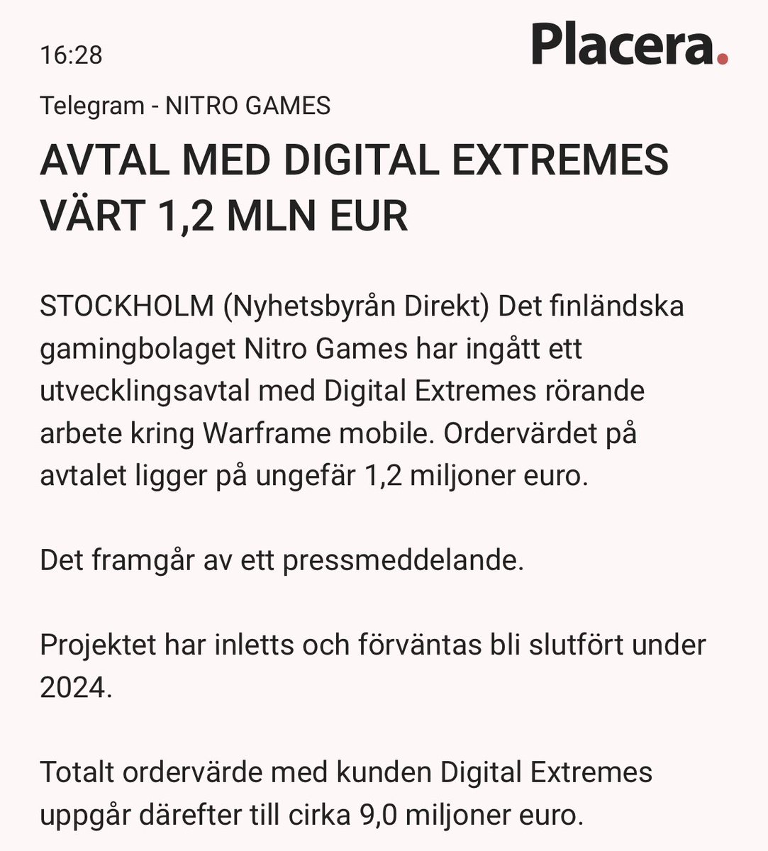 borsguppyn's tweet photo. Med rosaskimrande glasögon på så är $NITRO bara lite missuppfattat🤓🦄✨ Ganska stora avtal som trillar in för den lilla finska spelutvecklaren. 30 msek på en vecka(!) med Digital Extremes med ”Warframe Mobile” som pricken över i:et. Ett spel som i övrigt genererar 2 mdr per år. https://t.co/sCIt7gTxWK