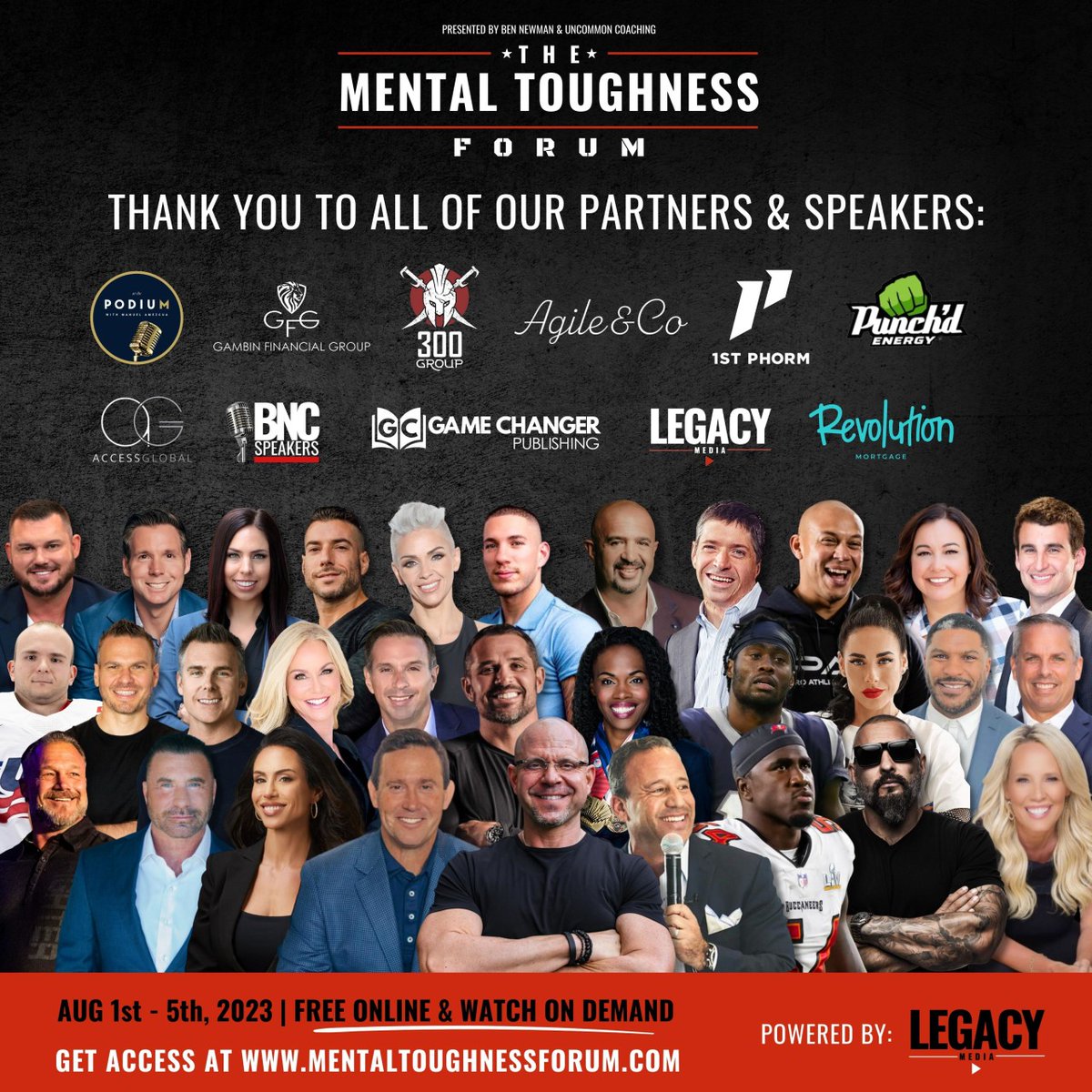 Ben Newman (@continuedfight) on Twitter photo A HUGE thank YOU to all of our Speakers for this year's Mental Toughness Forum. We couldn't have done it without each of YOU.
Get access at MentalToughnessForum.com
#MTF2023
<a href="/AmberlyLago/">Amberly Lago</a> <a href="/AndyFrisella/">Andy Frisella</a> <a href="/AustinHatch30/">Austin Hatch</a> <a href="/brandincooks/">Brandin Cooks</a> <a href="/TheBrianCovey/">Brian Covey</a> A HUGE thank YOU to all of our Speakers for this year's Mental Toughness Forum. We couldn't have done it without each of YOU.
Get access at MentalToughnessForum.com
#MTF2023
<a href="/AmberlyLago/">Amberly Lago</a> <a href="/AndyFrisella/">Andy Frisella</a> <a href="/AustinHatch30/">Austin Hatch</a> <a href="/brandincooks/">Brandin Cooks</a> <a href="/TheBrianCovey/">Brian Covey</a>