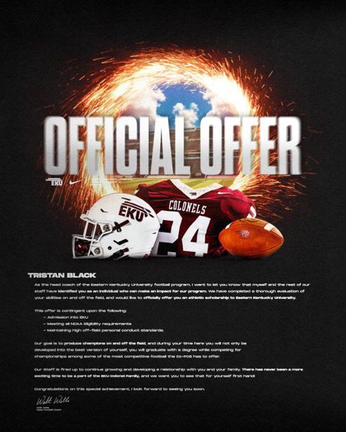 Blessed to receive a official offer from eastern Kentucky university 🌟<a href="/CoachDerekDay/">Derek Day</a> <a href="/LakeGibsonFB/">LAKE GIBSON BRAVES FOOTBALL</a> <a href="/CoachRPringle/">Rich Pringle</a>