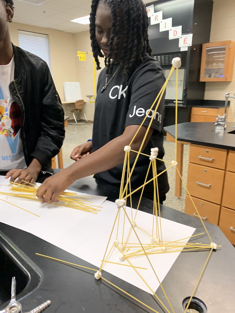 ShimekaD's tweet photo. For the first day of school, students practiced cooperation and critical thinking skills as they worked together to build towers out of marshmallows and spaghetti. #Southwestblessed #everydayubuntu  #built4bibb @SWPatriots @BibbSchools https://t.co/hMXdX5CE9S