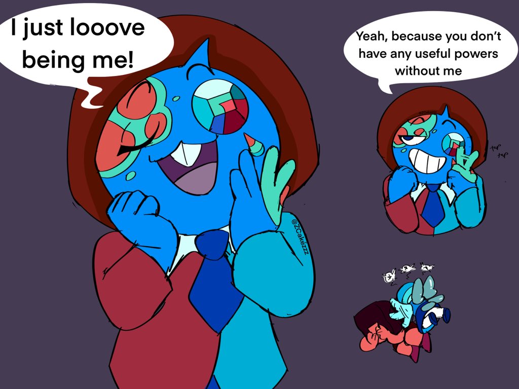ZCakezzz's tweet photo. [Steven Universe]

“Out of all the lesser passions, we like fighting most”

#StevenUniversefanart #bluebird #aquamarine #eyeballruby #aquaball https://t.co/8YzWOB83Tj
