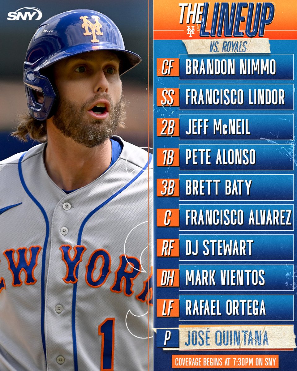 SNY_Mets's tweet photo. Tonight's lineup for the Mets.

⏰ 8:10 p.m.
📺 SNY
📱 The SNY App https://t.co/Oq6V6enBAh