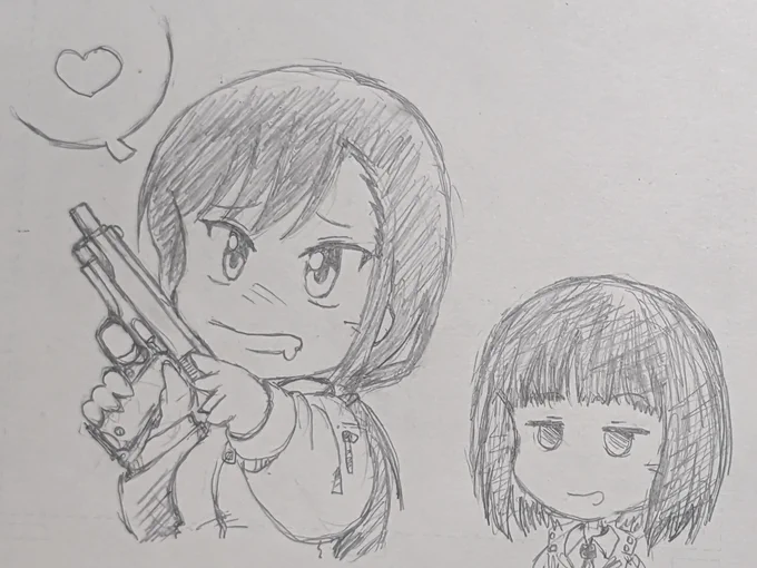 おはようございます。  #礼子生誕祭2023 #礼子誕生祭2023 #スーパーカブ   礼子ちゃんコルトガバメント好きそう。 (誕生日おめでとうございます。つかこんなイラストしかなくてゴメンヨ～😭)