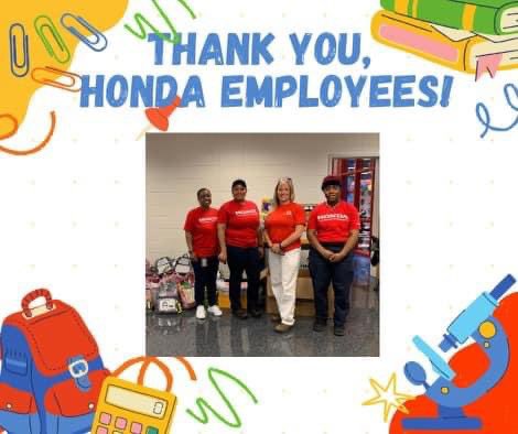 Thank you <a href="/Honda/">Honda</a> for our school supplies! This annual drive makes a huge impact for our students <a href="/TCBOE_LES/">Lincoln Elementary</a> #topfuel