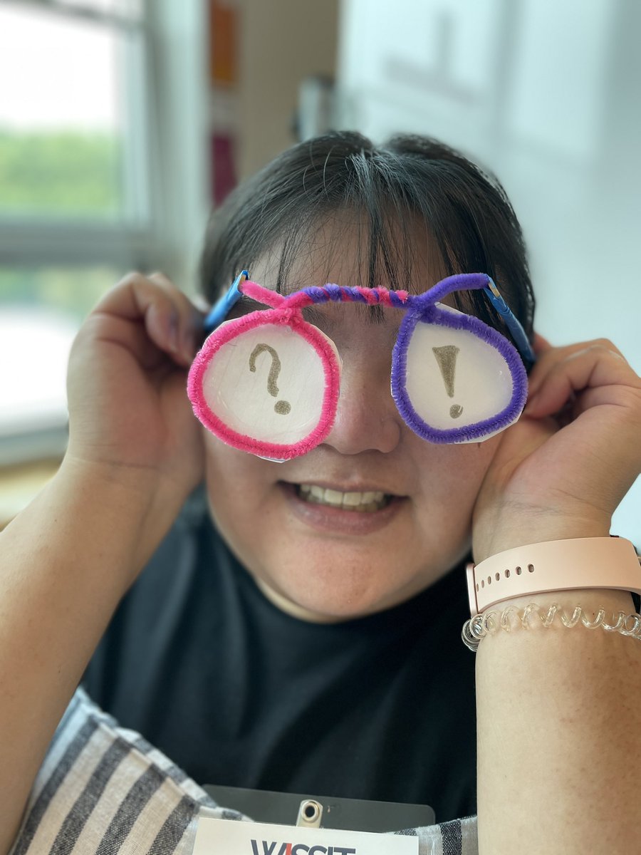 founesco's tweet photo. Learning Group J make spectacular spectacles to help them envision what student thinking looks like in their future classrooms after attending WISSIT. #wissit23 https://t.co/4qdf2EcSiG