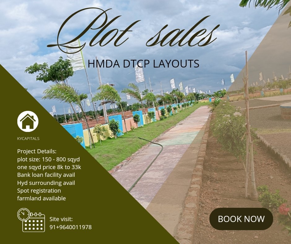 Kalyan424592954's tweet image. OPEN PLOTS AND FARMLAND SALES. 
Hyderabad surrounding. Maheshwaram shadnagar sangareddy sadaahivapet area available. HMDA DTCP LAYOUT Plot sizes 150-800 sqyd. One sqyd price Rs 8000 to 33000/-. Bank loan facility. More details WhatsApp msg 9640011978
#openplot #plots #farmland
