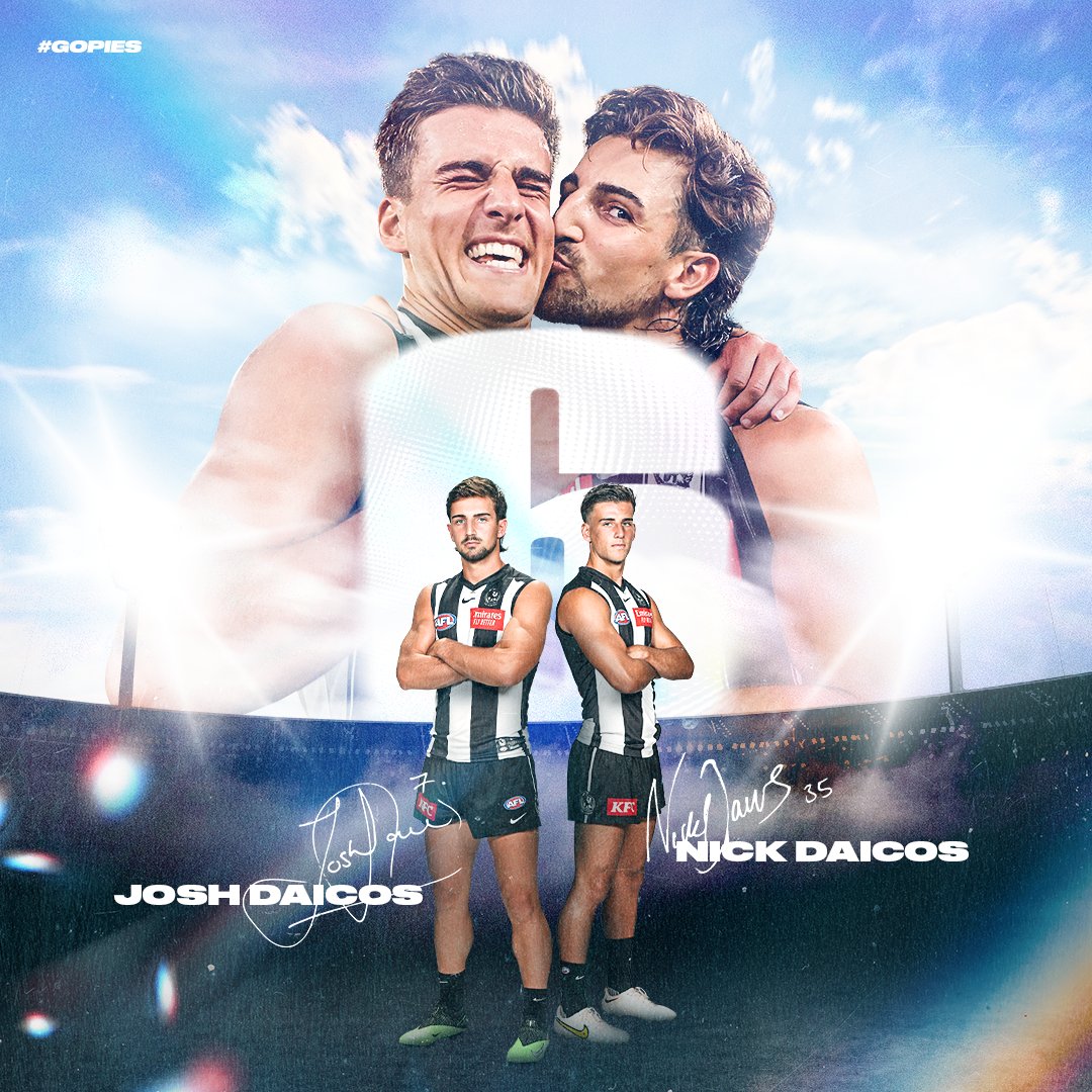 CollingwoodFC's tweet photo. We are excited to announce the Daicos legacy will continue with brothers Josh and Nick each committing to the Club for at least six more years! 

Details ✍️