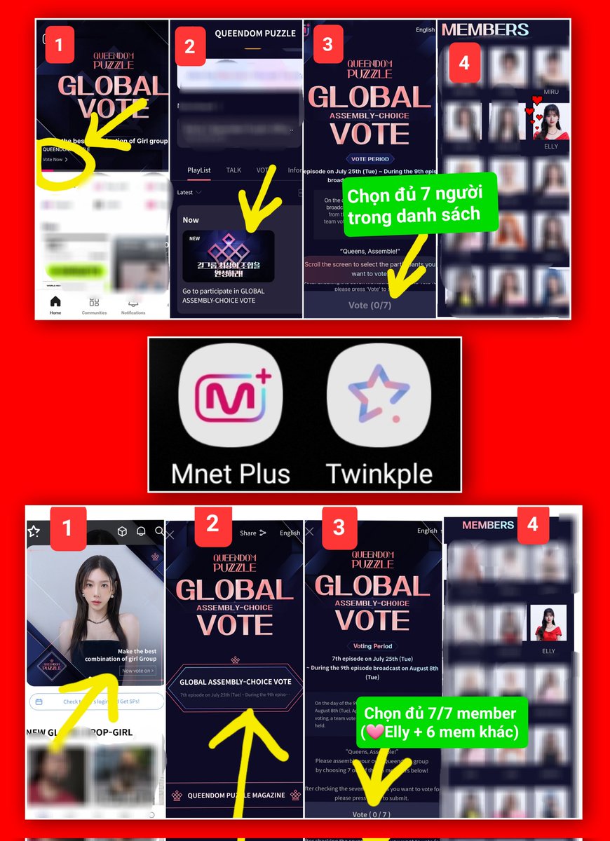 wemevhouse's tweet photo. VOTE cho #ELLY 
(trên 2 app ❤️MNET PLUS &amp; app ❤️TWINKPLE)
👍 LƯU Ý: 
1 ngày 1 vote/ 1 app 
✅️ 1 thiết bị chỉ login được 1 tài khoản trên app Mnet Plus để vote (Tận dụng thêm thiết bị để login acc khác).
🩵Các bạn làm theo hướng dẫn các bước  trong ảnh dưới đây. https://t.co/83vu9XsPqF