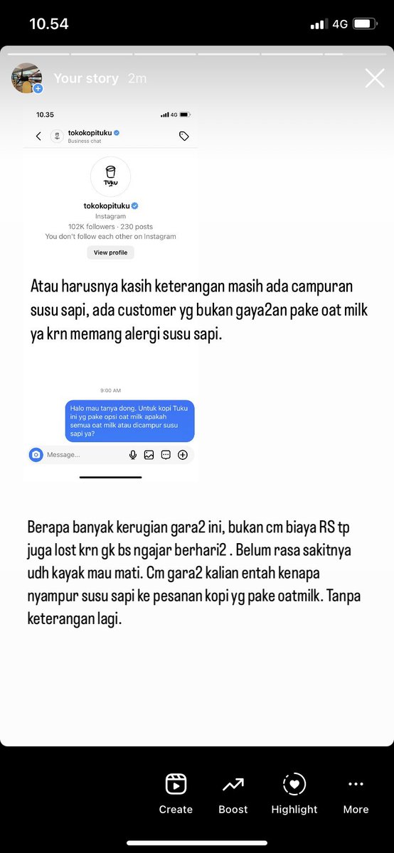 WulanMega's tweet photo. Buat yg kenal sm ownernya Tuku, tolong kasih liat ini. Pesan kopi dengan oatmilk (+ additional charge) bukan cm buat gaya2an. Kok malah masih dicampur susu sapi tanpa ada warning allergen ke customer. 

Barusan tlp dan terkonfirmasi memang masih dicampur susu sapi. https://t.co/6KbrU6jt8n