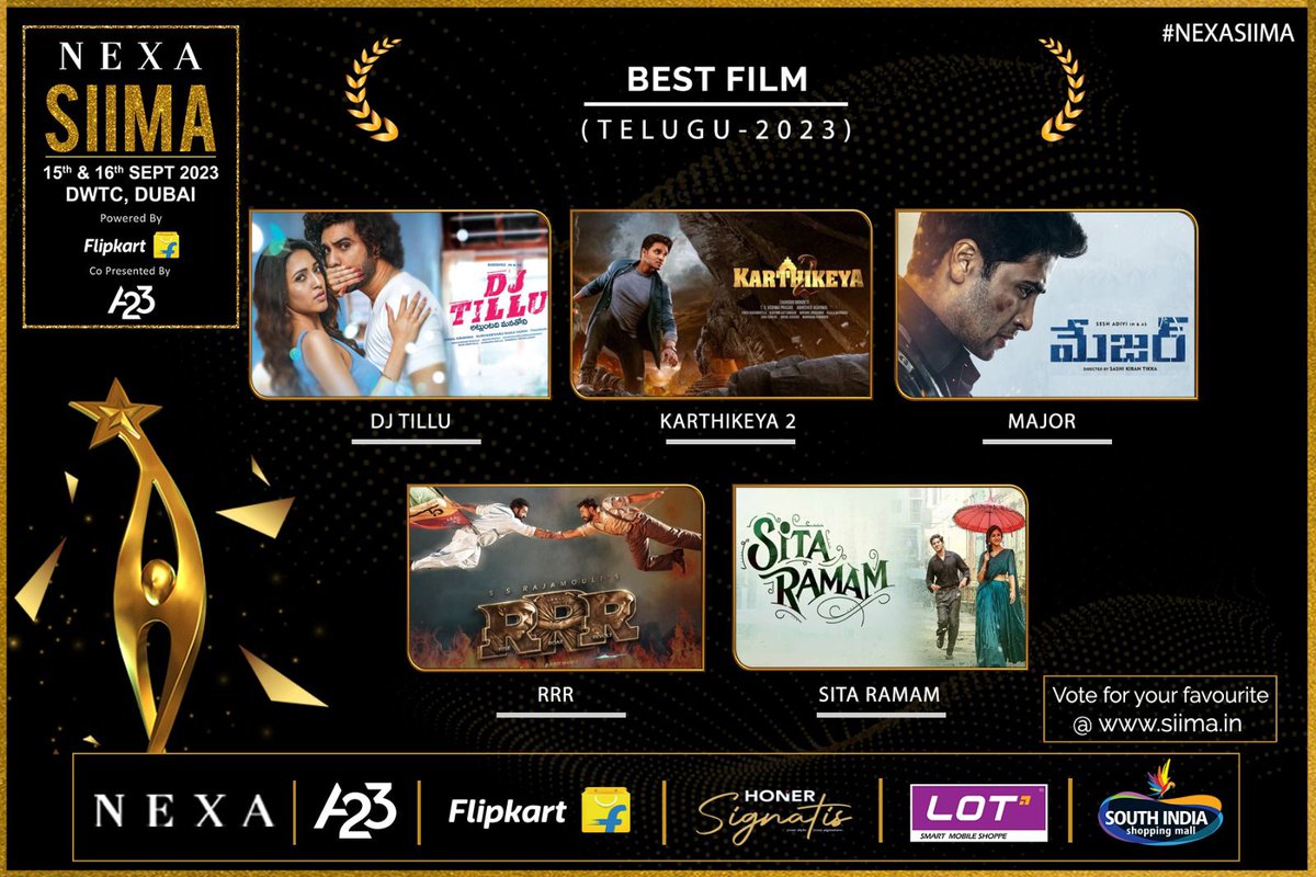 From watching and adoring @ssrajamouli Garu's BEST WORK on the big screens to now being nominated alongside his film for the 'BEST FILM' category 🤩 Cinema has indeed been a MAJOR blessing for us ❤️‍🔥🤗 #MajorTheFilm #SIIMA2023