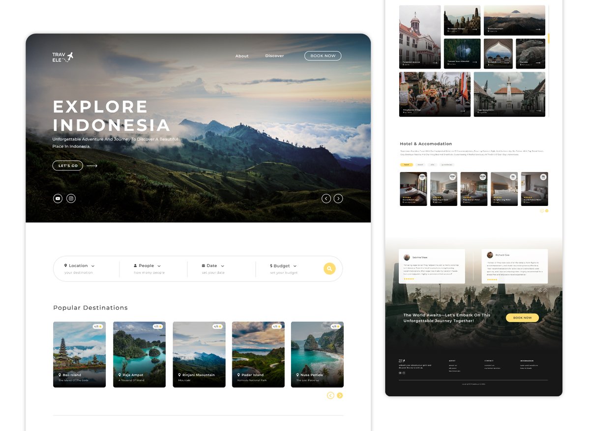 dwayls's tweet photo. I create a UI company profile for a travel agency with Figma. I hope u like it :).

@DailyUI @figma #uidesign #companyprofile #landingpage #uilandingpage #DailyUI #Webdesign 
#figma #UI #uidesigner #uiux #webapp #dribbble 

https://t.co/DKLErONQit https://t.co/GvKC4r2oWg