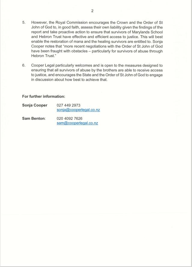 CooperLegal's tweet photo. MEDIA RELEASE FOR IMMEDIATE USE: 2 AUGUST 2023

ROYAL COMMISSION OF INQUIRY INTO ABUSE IN CARE REPORT - STOLEN LIVES, MARKED SOULS

#royalcommissionintoabuseincare #mediarelease #abuseincare #humanrights #CatholicAbuse #ANZcatholic #StJohnofGod https://t.co/osA0nNP2XJ