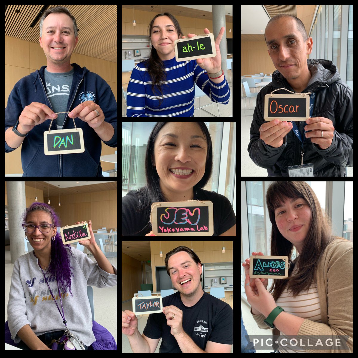YokoyamaLabUCSF's tweet photo. Another successful #Laboyama tea time 🫖 featuring a fun (and practical) activity. Thanks to @AlexisOddi for letting me outsource my name tag to you 😆 @dwsir @AleCastruita7 @nataliavieira0 https://t.co/HbiKZRpVB9