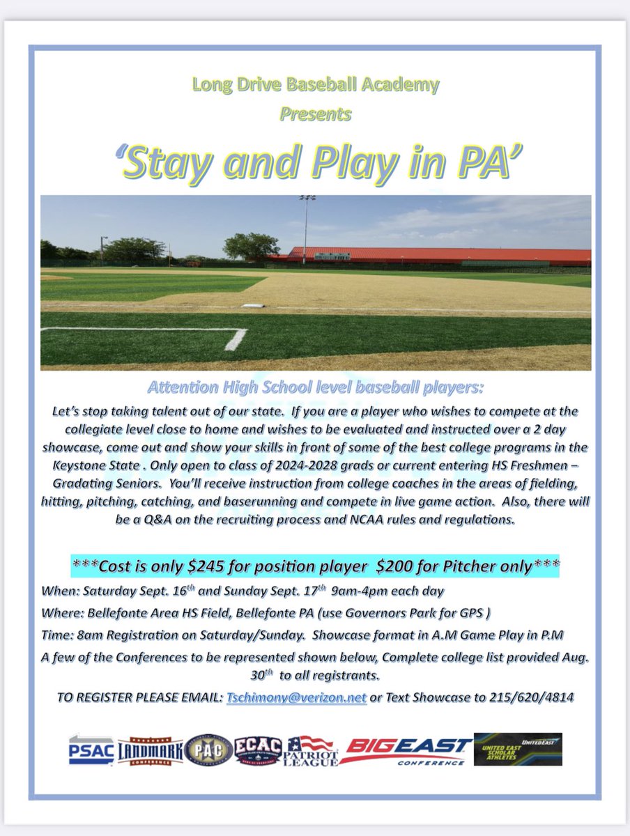fieldsforkids's tweet image. Could be the best showcase in Central PA this fall. Come one come all!!! @LongDrvBaseball