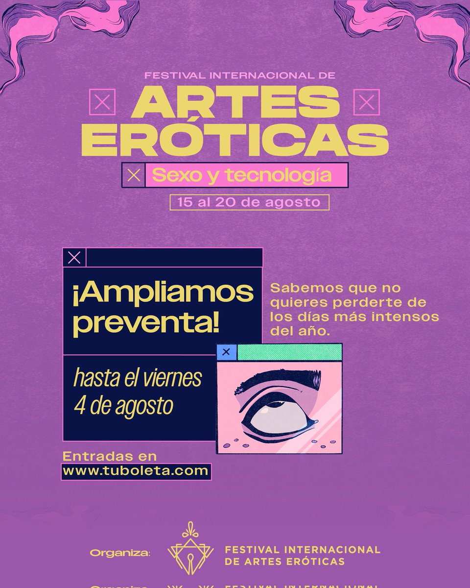 ⚠️¡Ampliamos nuestra preventa!⚠️

Aprovecha hasta este viernes 4 de agosto para comprar tus entradas con el 20% de descuento. 

Entradas👉 bit.ly/AEFESTBOLETERIA y programación en  <a href="/aefestcolombia/">AEFESTCOLOMBIA</a> 

#AEFEST2023 #SexoyTecnología