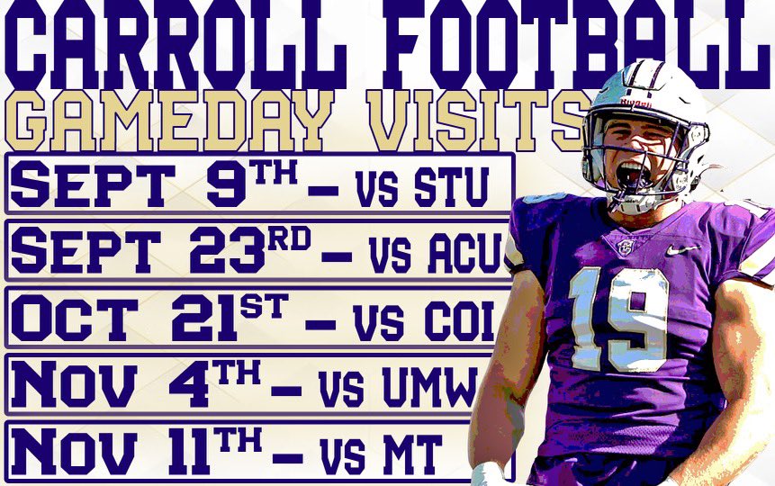 LandonJohansen1's tweet photo. Thanks @CoachGBrown2379 for the game day invite. Can’t wait to see some saints in action! @FootballCarroll https://t.co/YisyNHx1jE