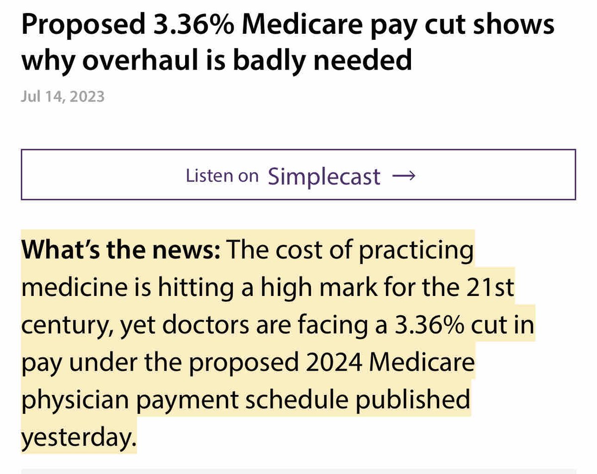 DrBruggeman's tweet photo. Hospitals get 3.1% INCREASE from Biden admin and they say it’s not enough. Doctors get 3.36% DECREASE from Biden admin after 20 years of failing to keep physician pay up with costs and inflation. If it’s not enough for hospitals it’s not appropriate for MD small businesses either https://t.co/KTw4vYYcrP