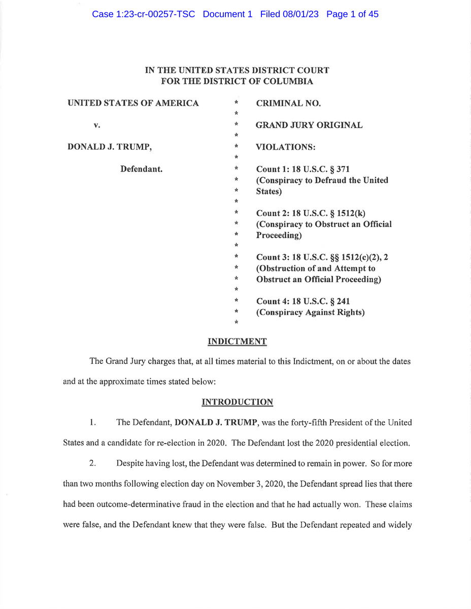 muellerteve's tweet image. Recordemos que es un gran jurado de ciudadanos de Washington quienes han imputado a Donald Trump tras presentarles las pruebas. 
Esperad
1. Una posible ampliación (#superseding) de este escrito
2. Nuevas imputaciones de otros estados donde ha cometido estos crímenes