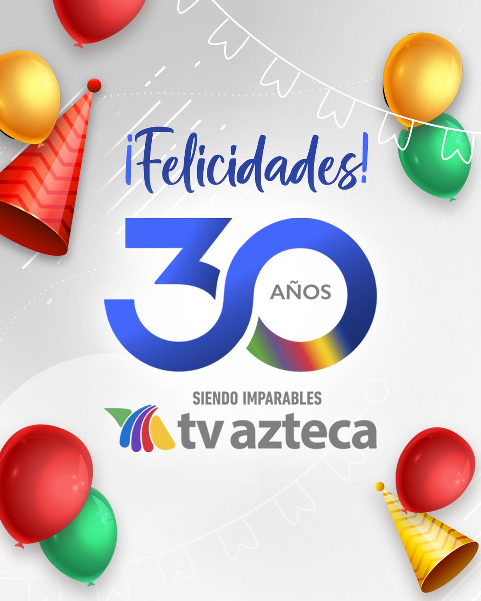 Azteca's tweet photo. ¡En 𝗧𝗩 𝗔𝘇𝘁𝗲𝗰𝗮 festejamos 30 años! ���🎉 30 años de llegar a millones de hogares con las mejores historias, noticias, deportes y entretenimiento. 📺👏🏼

¡Vamos por 30 años más, siendo imparables! 🥳💜 https://t.co/18dwiLZxwY