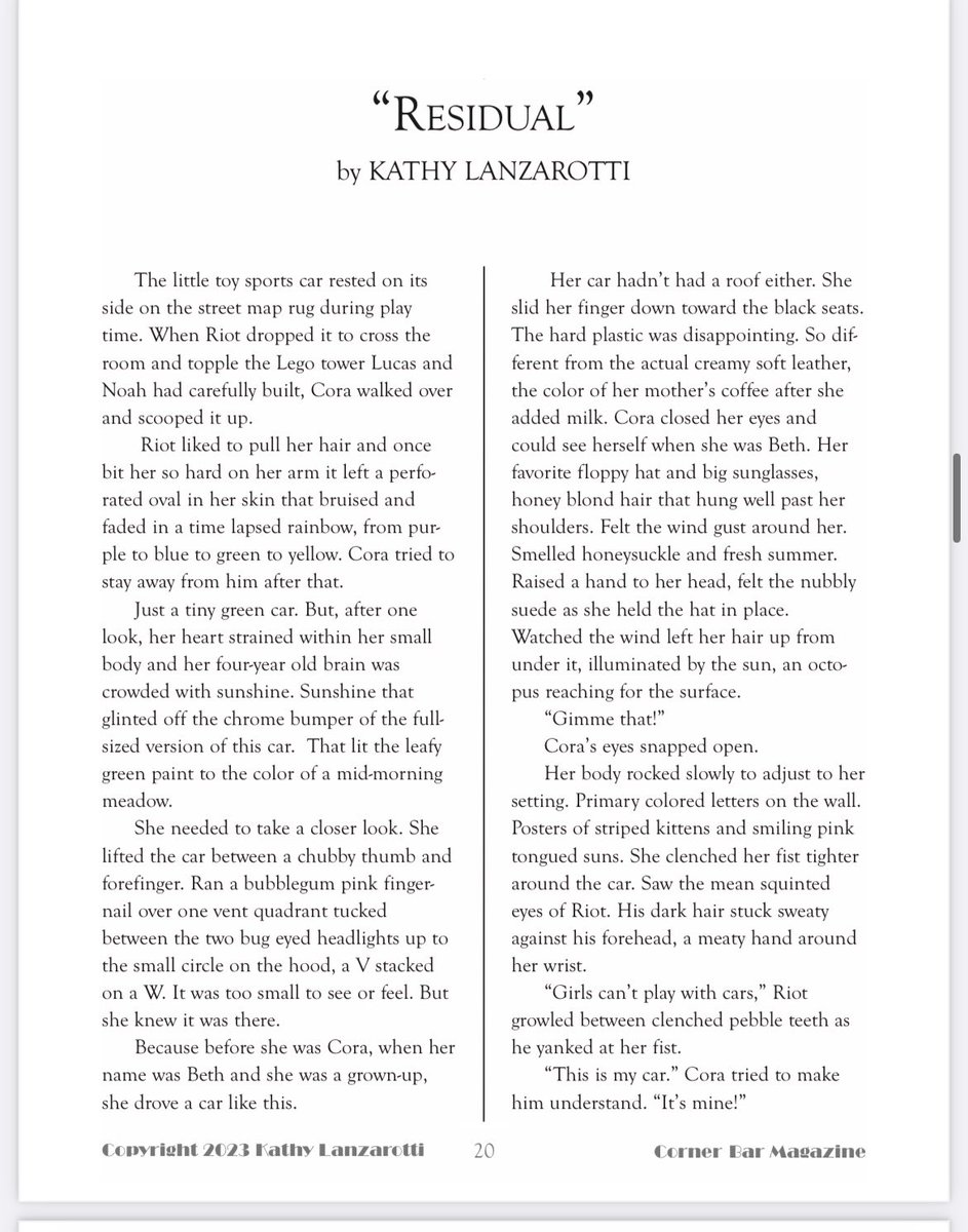 My short story “Residual” is up at Corner Bar Magazine.