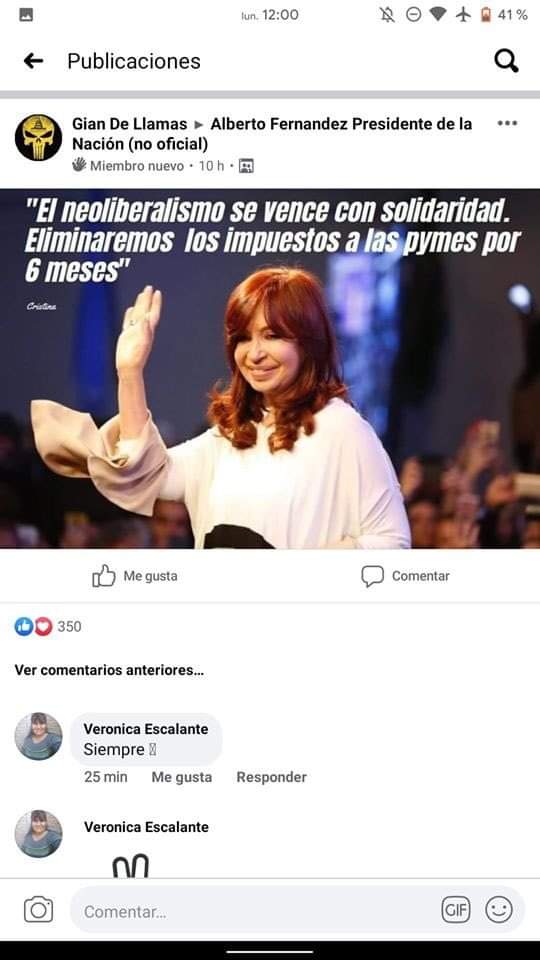 usdtermo's tweet photo. Buen día para recordar cuando un pibe se metió en grupos kirchneristas de Facebook y empezó a publicar frases totalmente contrarias a la ideología K pero les ponía un fondo de CFK y Nestor, miren los comentarios. Zombies. https://t.co/mGYbe6hCX2