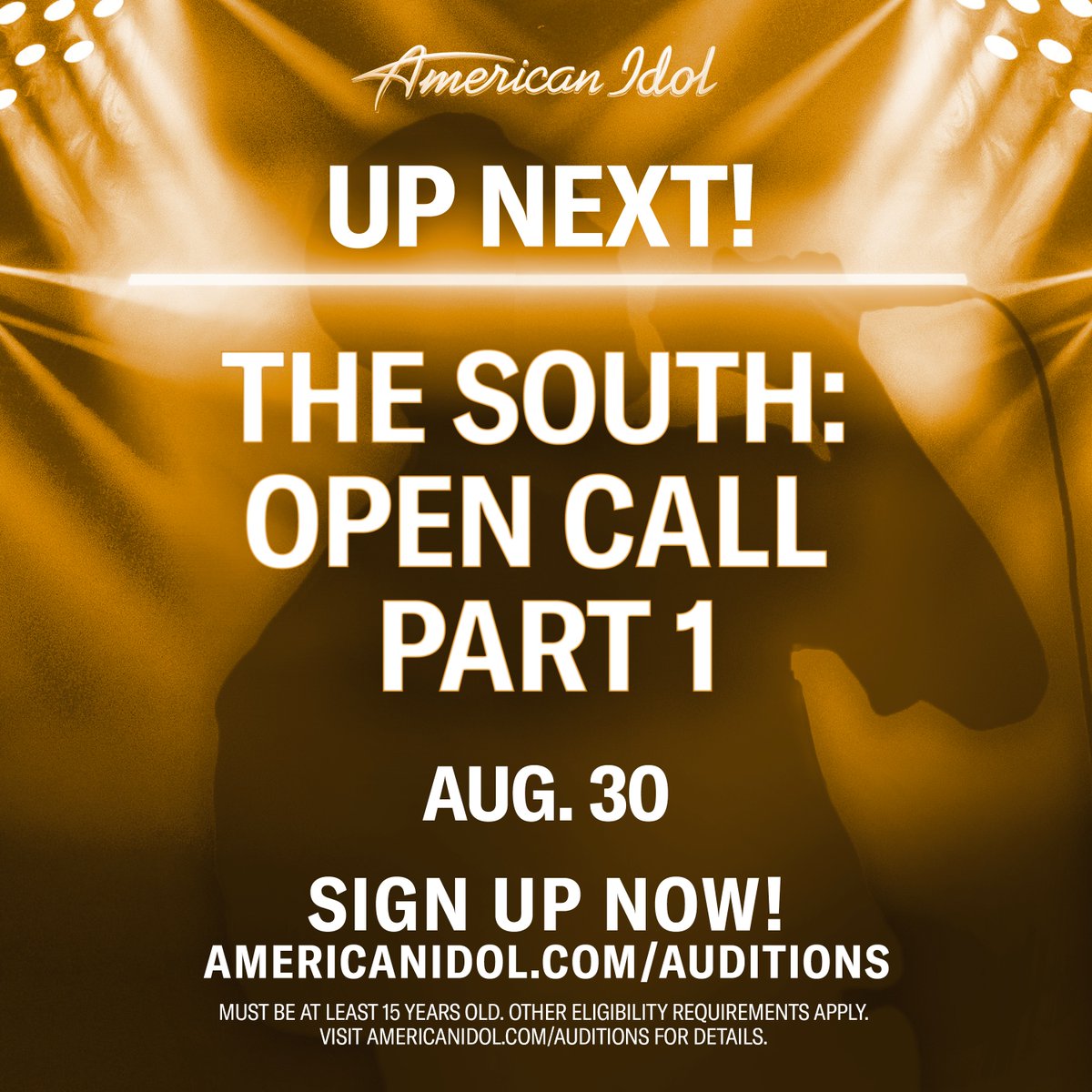 AmericanIdol's tweet image. Come one, come all to WEDNESDAY'S Open Call! 🎤🤩 If you're the next STAR of the South, sign up now at bit.ly/IDOLIAA!