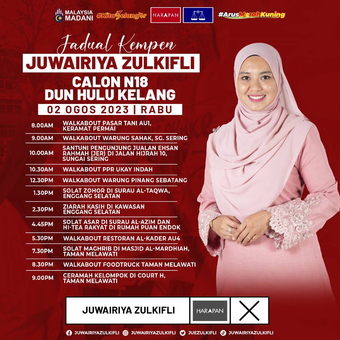 RozyRazit's tweet photo. Jadual Calon N18, Hulu Kelang @juezulkifli harini..
#TeamHuluKelang
#Jue4HuluKlang
#ArusMerahKuning https://t.co/EzKByKSIwx