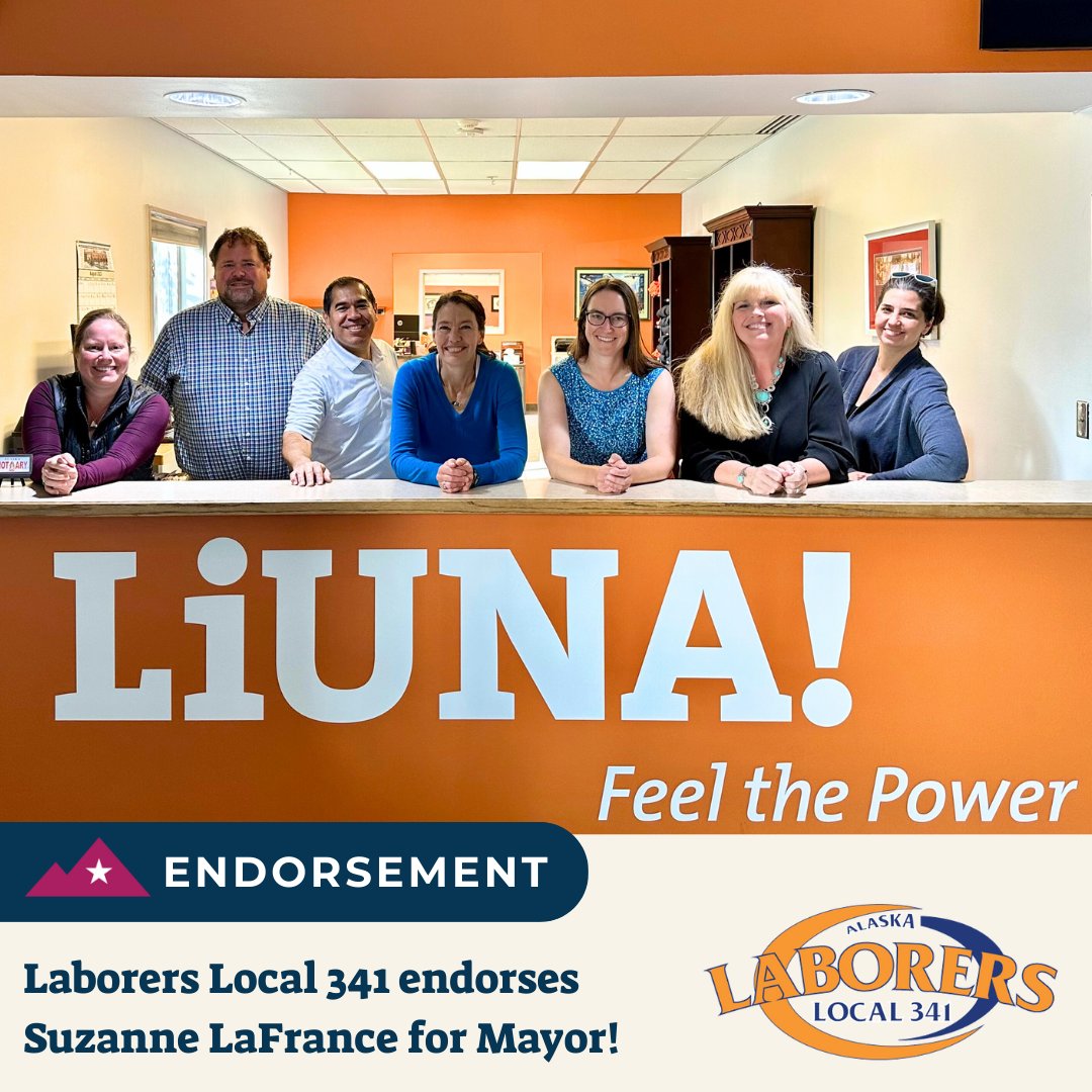 Thank you, Alaska Laborers Local 341, for your endorsement and support! #Anchorage #ANCgov #FeelthePower #LIUNAVotes2024