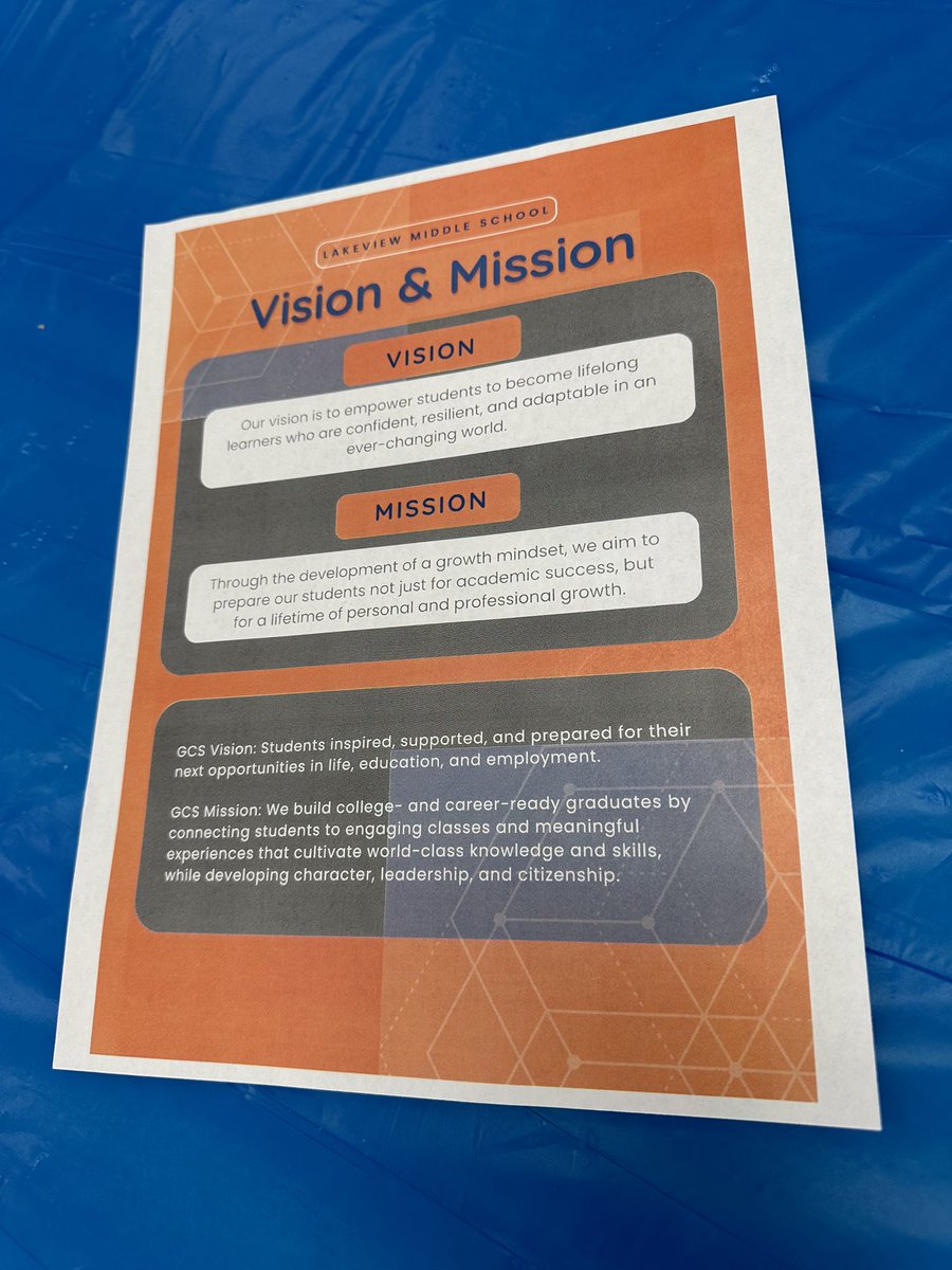 Great first day back! Check out that #newvision and #newmission! #growthmindset #askmeaboutlakeview