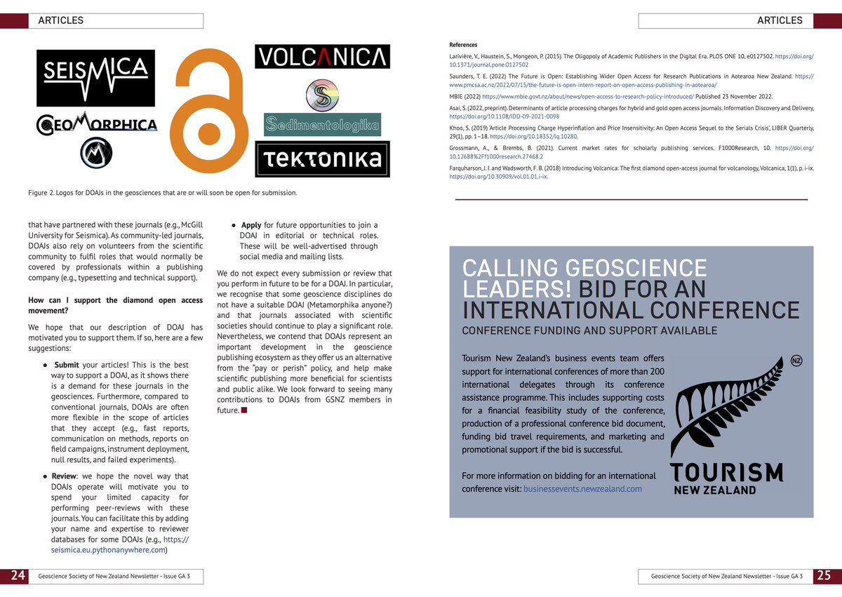 Very happy to share our <a href="/GeoscienceNZ/">GSNZ</a> article on Diamond Open Access Journals. This was originally published in the GSNZ July Newsletter, and thanks to them for allowing us to post this 👍

As universities in NZ face a funding  crisis, surely #DOAJ have never been so important!