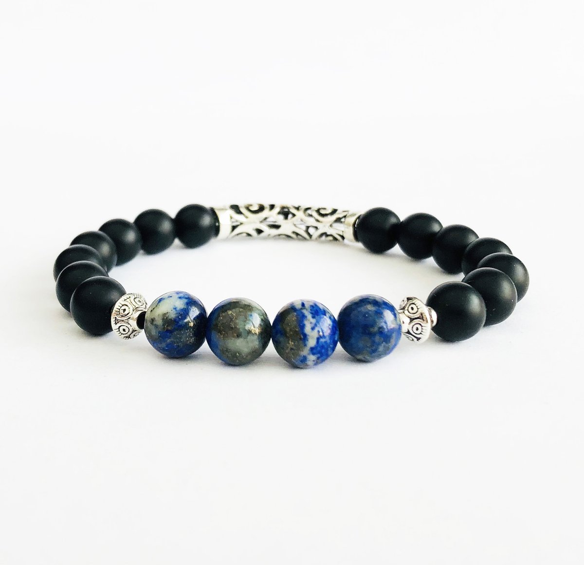 Brand New #HandmadeInUK Matte Black Agate and Lapis Lazuli Bead #Bracelet. £7. Free UK shipping. We ship worldwide. #BeadCraftsUK #yourbizhour #womaninbizhour #HandmadeHour ebay.co.uk/itm/3729645090…