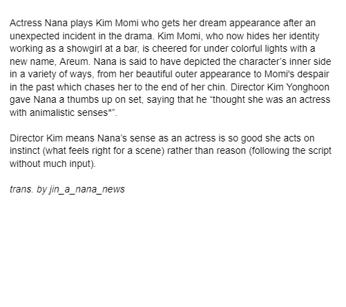 jin_a_nana_news's tweet photo. ARTICLE |

Director Kim Yonghoon on Nana's acting in <#MaskGirl>, "I thought she was an actress with animalistic senses."

🔗: https://t.co/9BW5TmESnX

#나나 #임나나 #ナナ
@as_supporters #마스크걸 https://t.co/sW09eShzZz