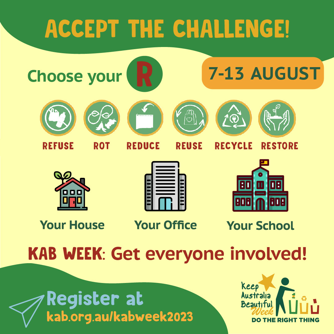 WilloughbyCity's tweet photo. Next week is Keep Australia Beautiful Week. Choose one of the โ6Rs of Wasteโ to focus on for the week and commit to making small, everyday changes that form waste-reducing habits. Small steps make a big difference! #KABWeek2023 #livewellinwilloughby @keepaustraliabeautiful https://t.co/aTflifV5cW