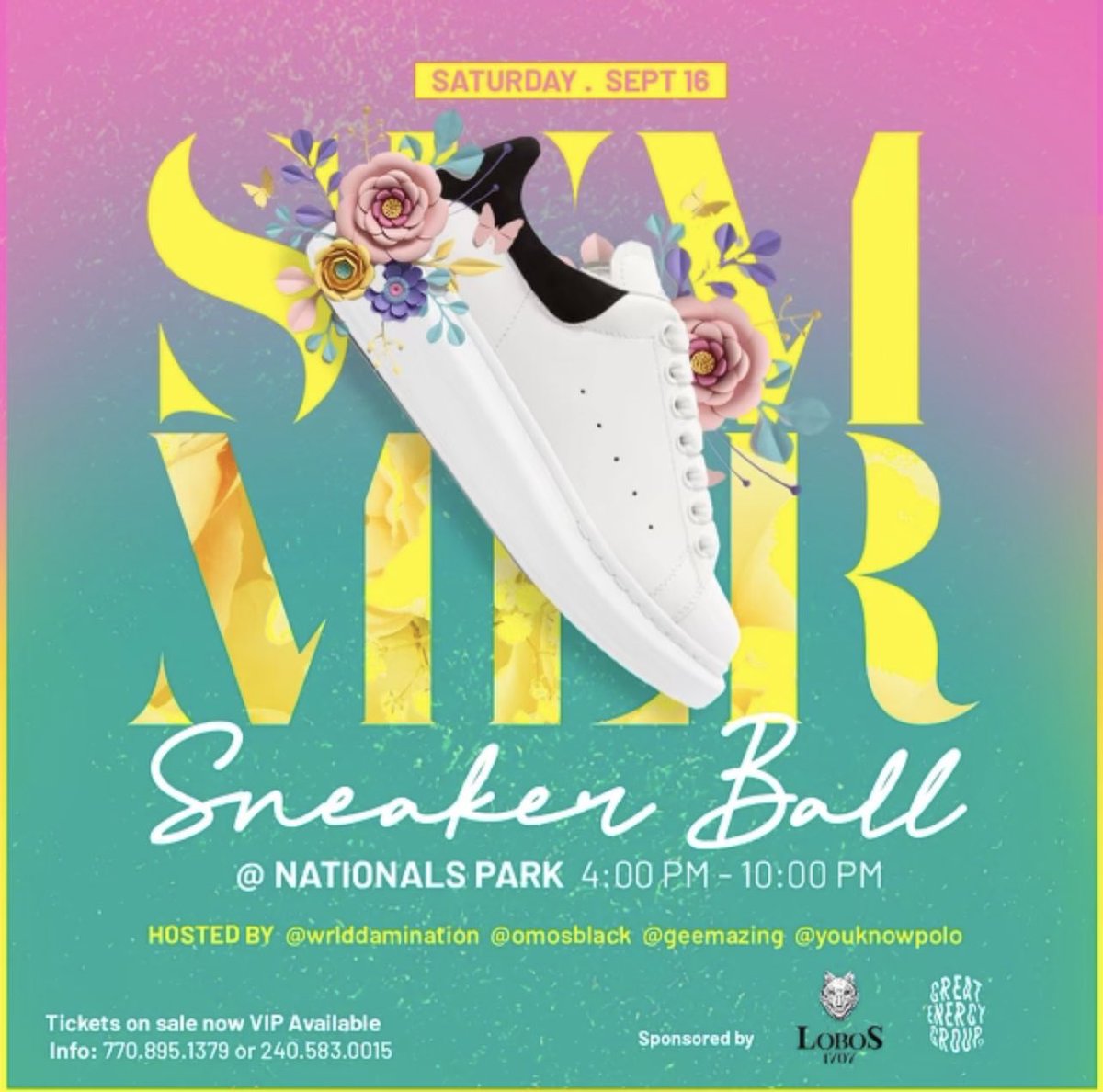 Summer Sneaker Ball is the embodiment of sneaker heads and fashion. We curated this event for the culture, overseeing the Nationals Stadium, together with new and old friends. You can expect a well rounded mixture of vibes ranging from Lil Baby, Bleu, and Wiz Kid. 

Link in bio